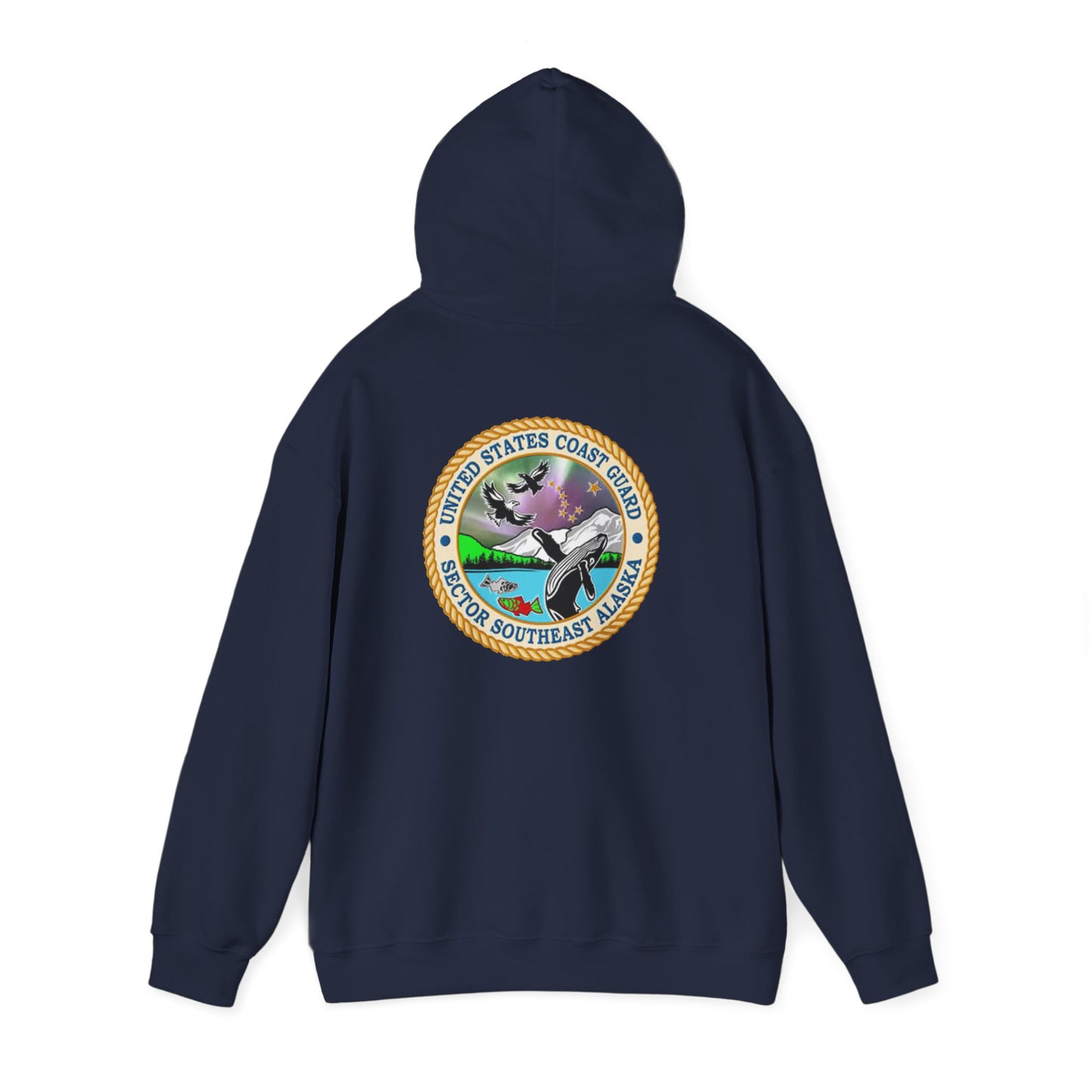 Sector SEAK Coast Guard Unisex Heavy Blend Hoodie– Front Logo + Back Emblem