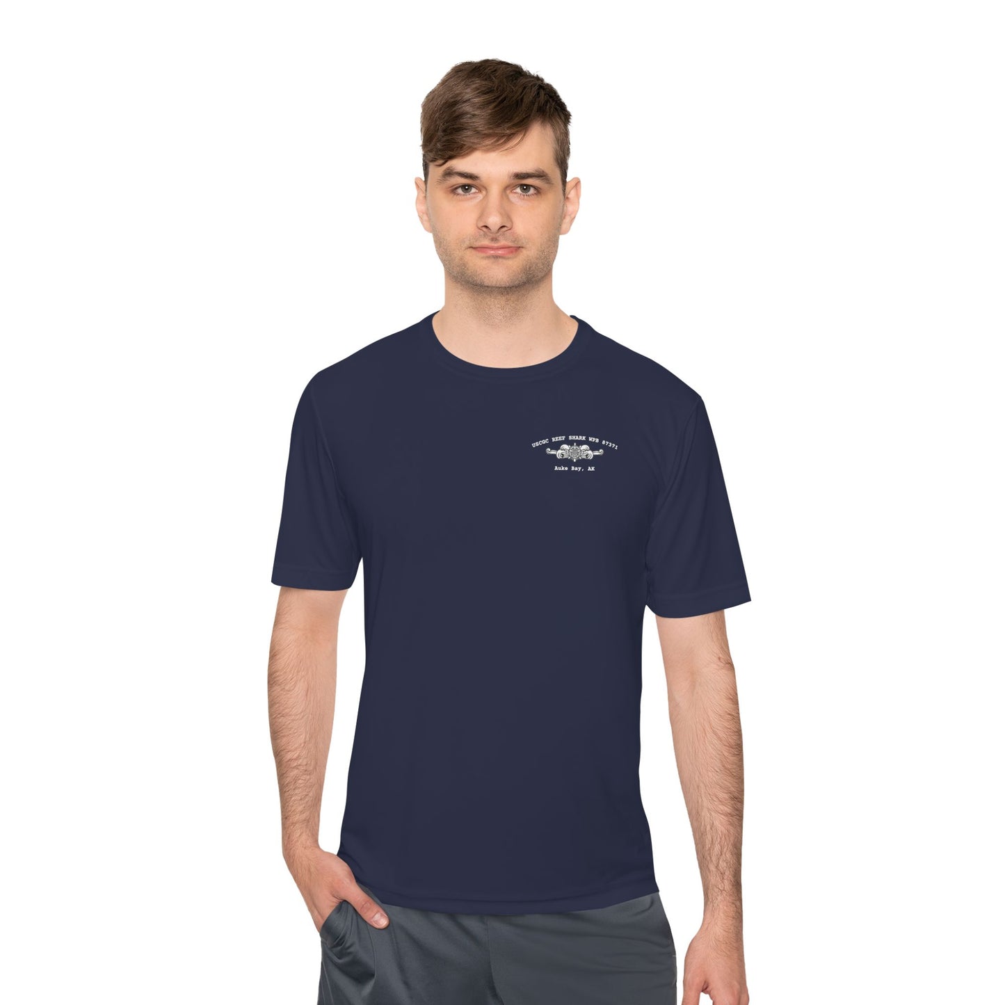 Crest Emblem Unisex Moisture Wicking Tee - USCG Reef Shark