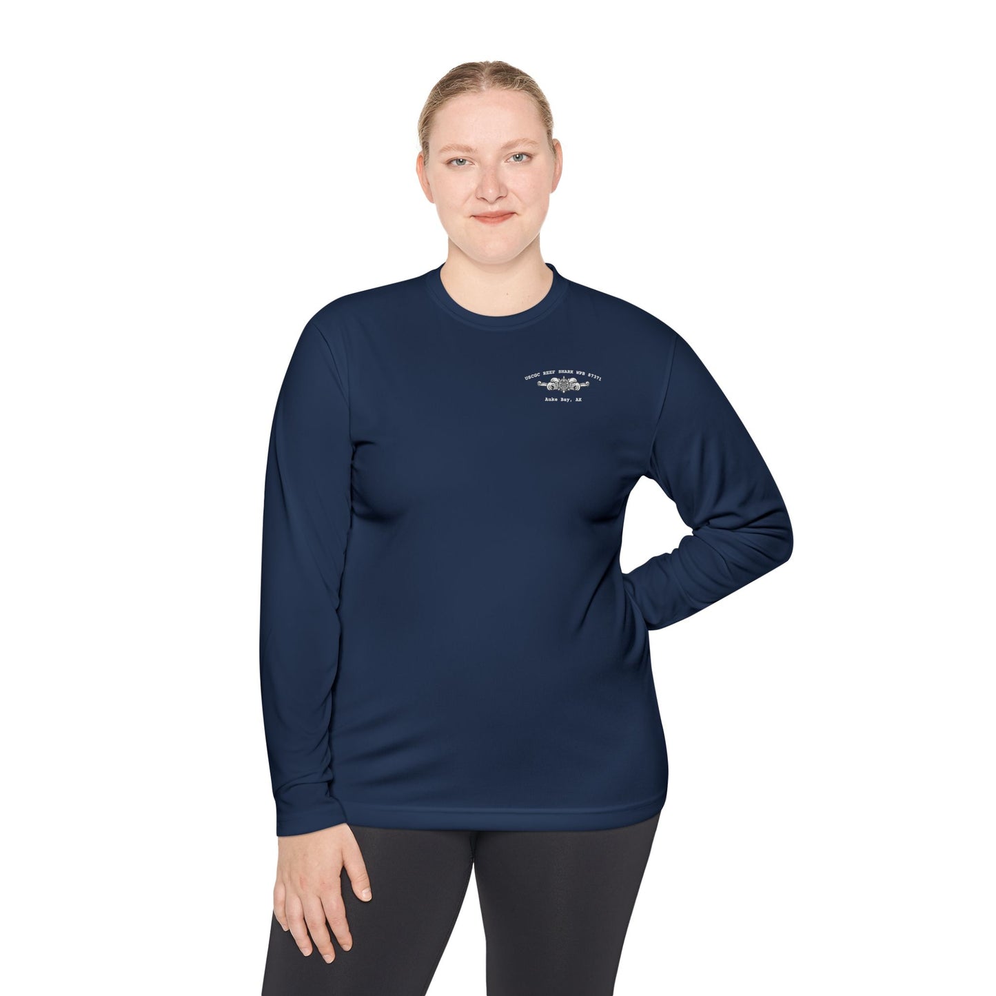 Crest Unisex Lightweight Performance Moisture Wicking Long Sleeve Tee - USCG Reef Shark Graphic Tee