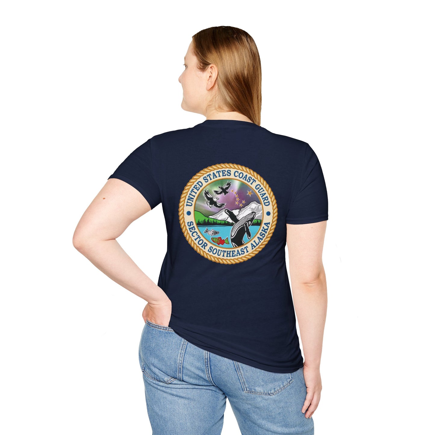 Sector SEAK Coast Guard Unisex Cotton T-Shirt – Back Emblem