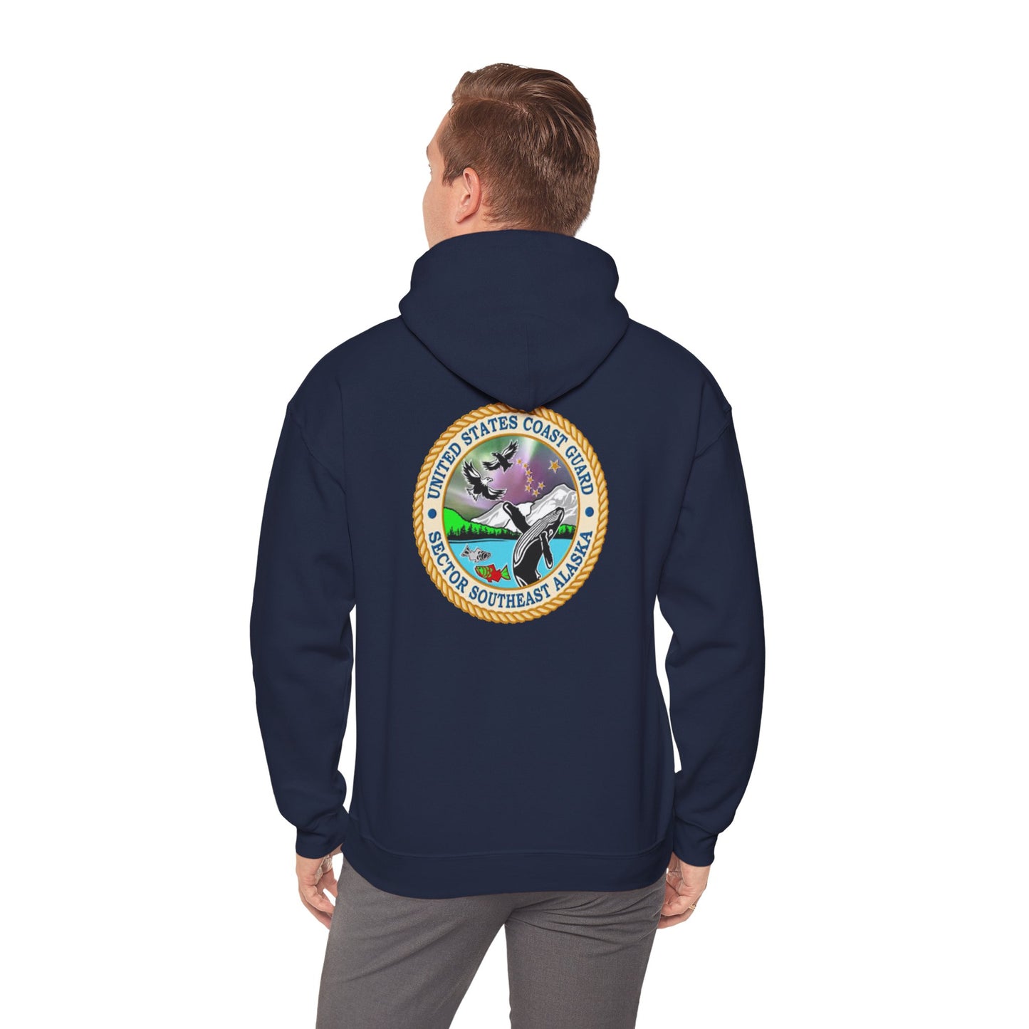 Sector SEAK Coast Guard Unisex Heavy Blend Hoodie – Front Emblem + Back Emblem