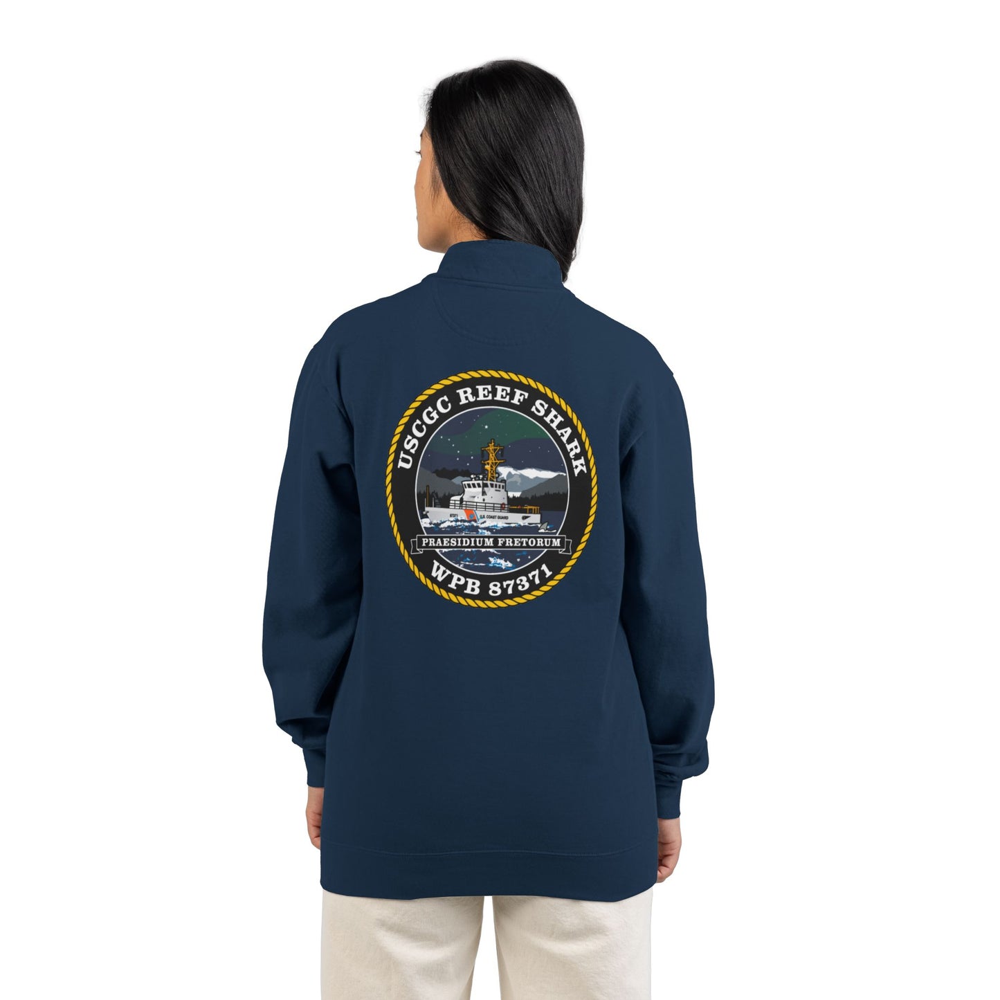 Crest Emblem Quarter-Zip Sweatshirt - USCGC Reef Shark