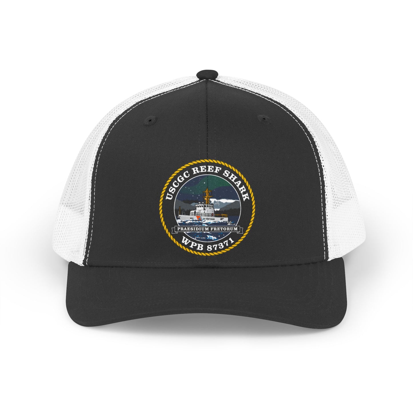 Crest Emblem Retro Trucker Hat USCG - REEF SHARK