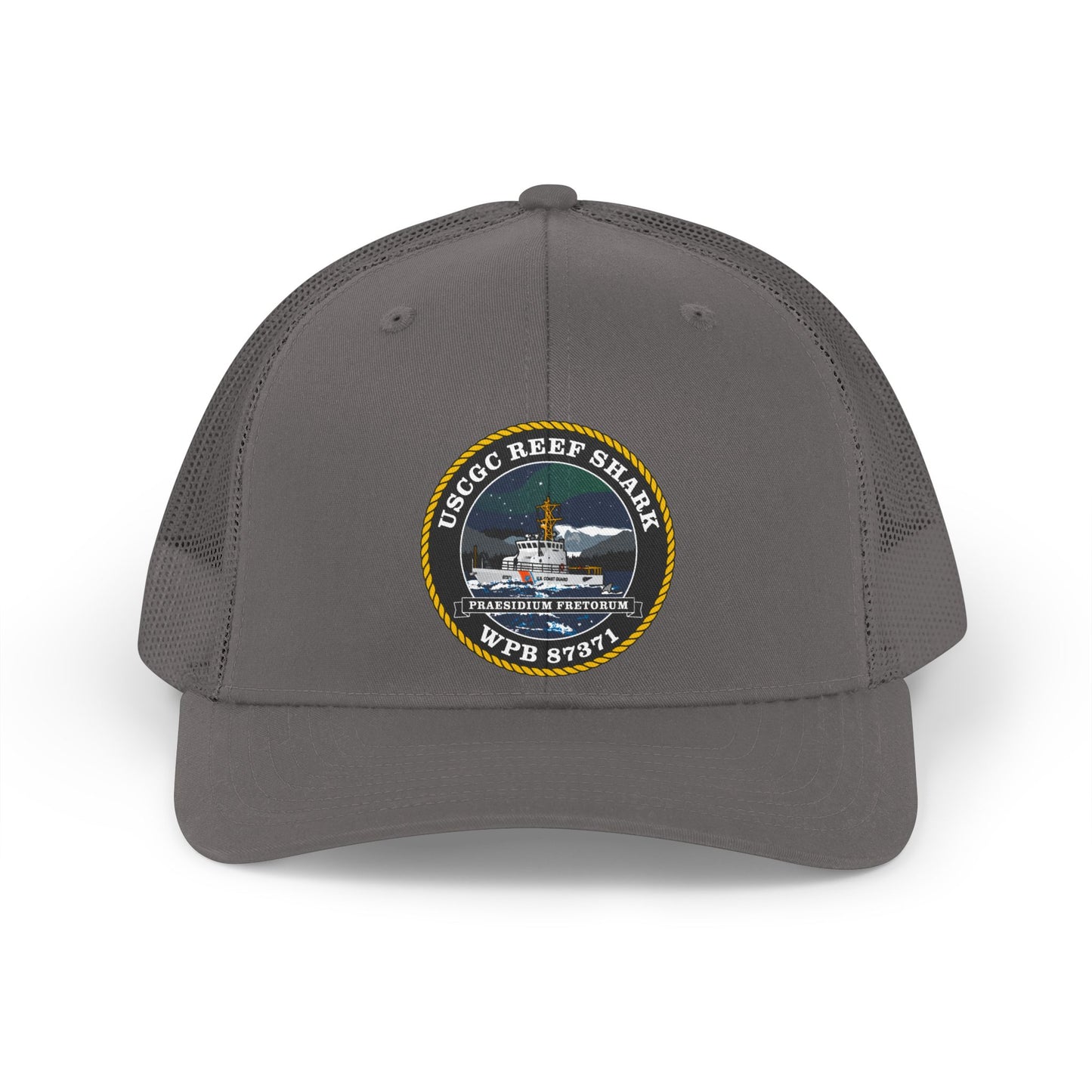Crest Emblem Retro Trucker Hat USCG - REEF SHARK