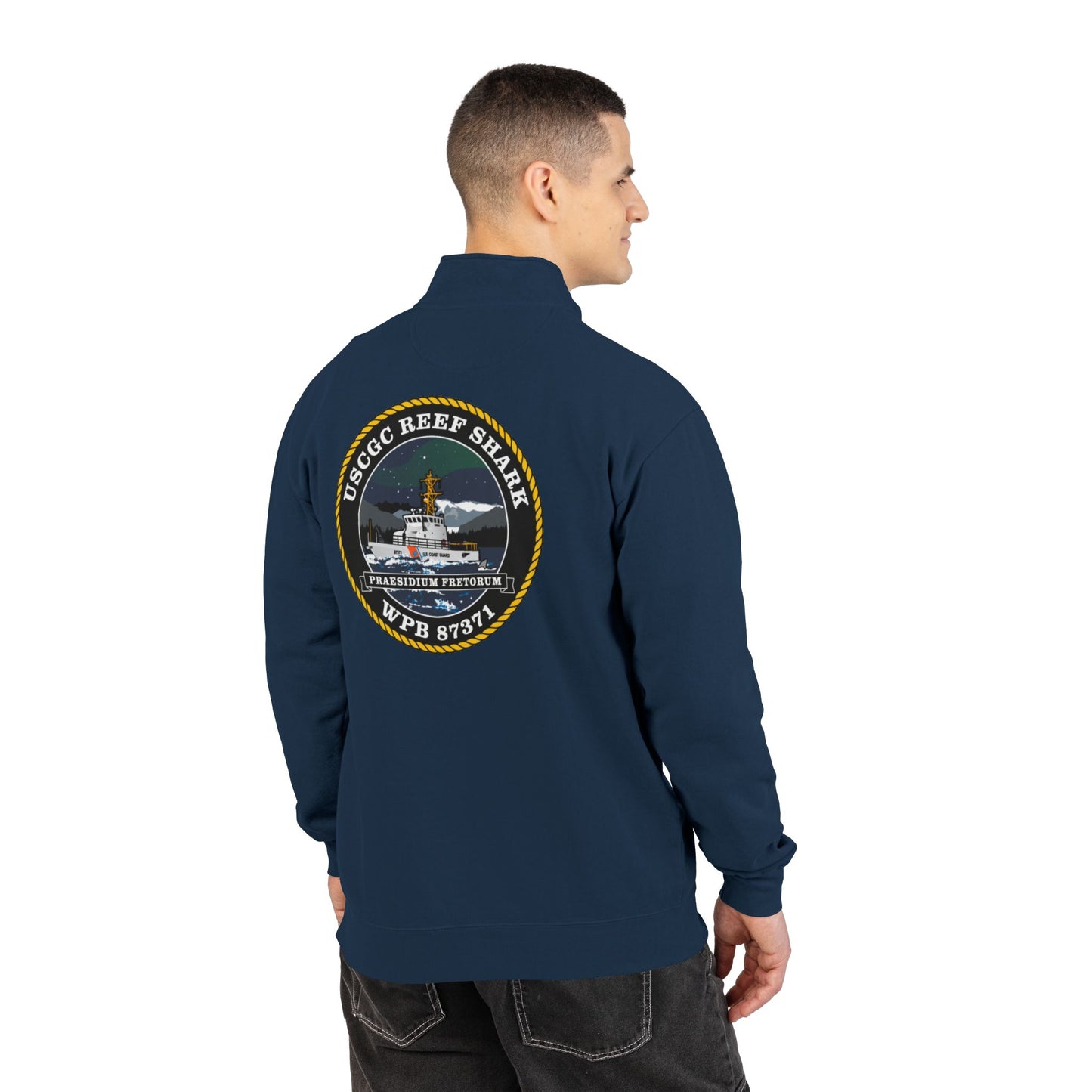 Crest Emblem Quarter-Zip Sweatshirt - USCGC Reef Shark