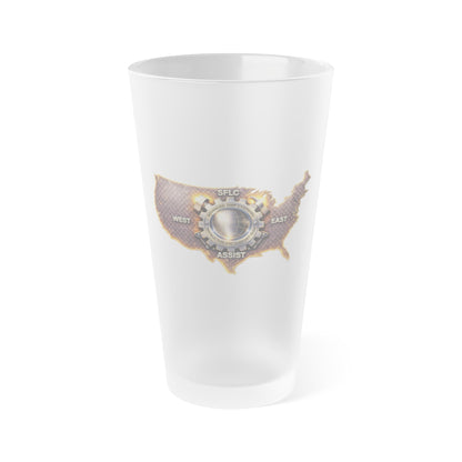 Frosted 16oz Pint Glass – Rustic SFLC ASSIST Emblem Beer Glass