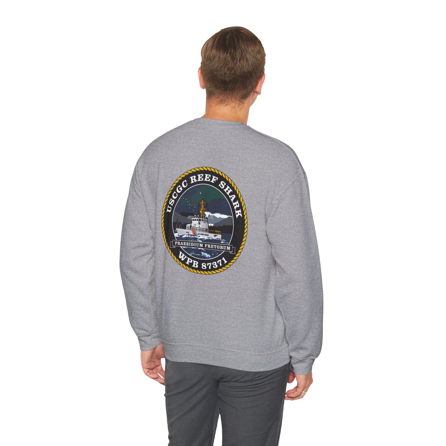 Crest Emblem Unisex Heavy Blend™ Crewneck Sweatshirt - USCG Reef Shark