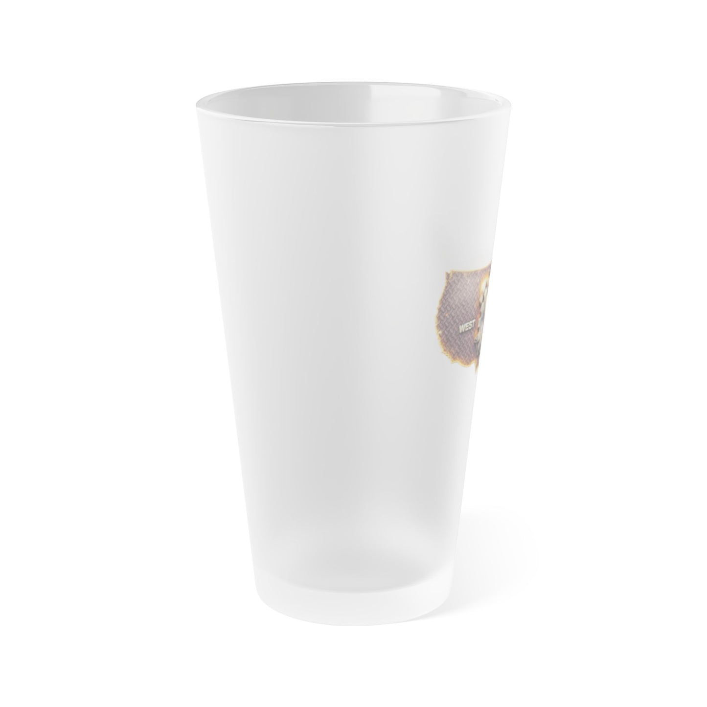 Frosted 16oz Pint Glass – Rustic SFLC ASSIST Emblem Beer Glass